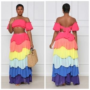 Lilly's Kloset Havana Nights Rainbow Skirt Set - Sz. M